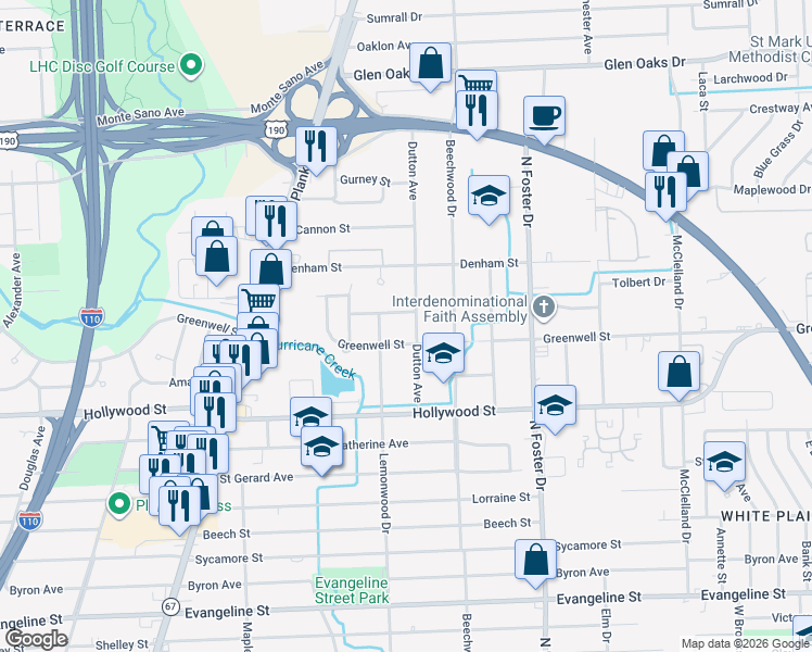 map of restaurants, bars, coffee shops, grocery stores, and more near 5755 Dutton Ave in Baton Rouge