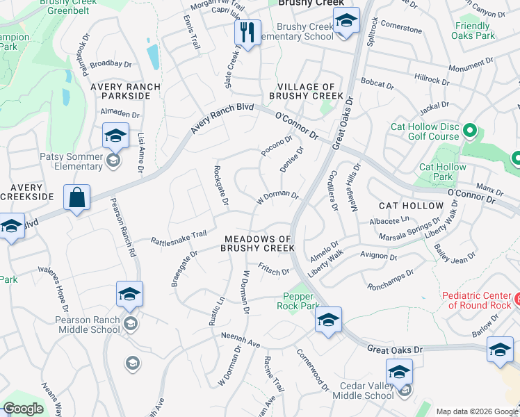 map of restaurants, bars, coffee shops, grocery stores, and more near 8904 Sharpstone Trail in Austin