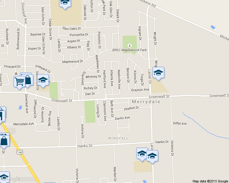 map of restaurants, bars, coffee shops, grocery stores, and more near 5648 Atlanta Avenue in Baton Rouge