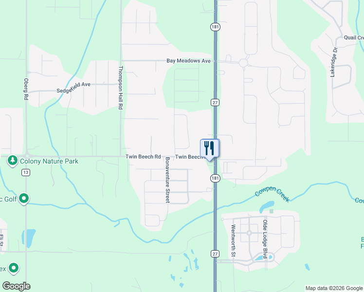 map of restaurants, bars, coffee shops, grocery stores, and more near 9921 Twin Beech Road in Fairhope