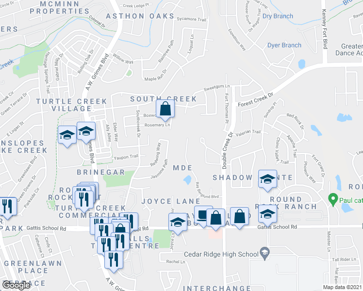 map of restaurants, bars, coffee shops, grocery stores, and more near 700 Ray Berglund Boulevard in Round Rock