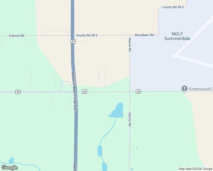 map of restaurants, bars, coffee shops, grocery stores, and more near 21256 County Road 83 in Summerdale