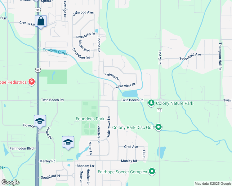 map of restaurants, bars, coffee shops, grocery stores, and more near 8578 Lake View Drive in Fairhope