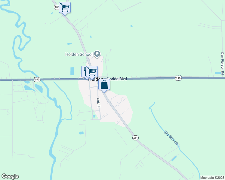 map of restaurants, bars, coffee shops, grocery stores, and more near 29884 Louisiana 441 in Holden