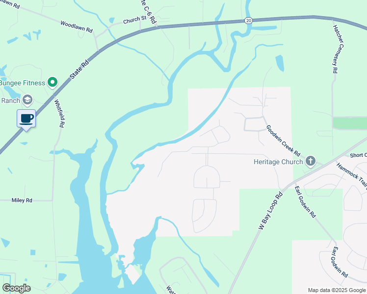 map of restaurants, bars, coffee shops, grocery stores, and more near J Hunter's Way South in Freeport