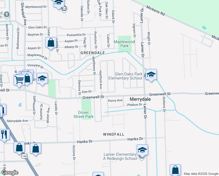 map of restaurants, bars, coffee shops, grocery stores, and more near 5648 Atlanta Avenue in Baton Rouge
