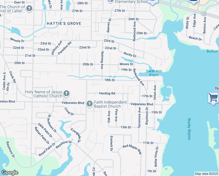 map of restaurants, bars, coffee shops, grocery stores, and more near 127 Patti Cove in Niceville