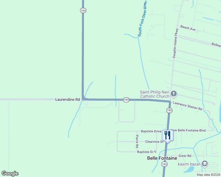 map of restaurants, bars, coffee shops, grocery stores, and more near 3245-3257 Laurendine Road in Theodore