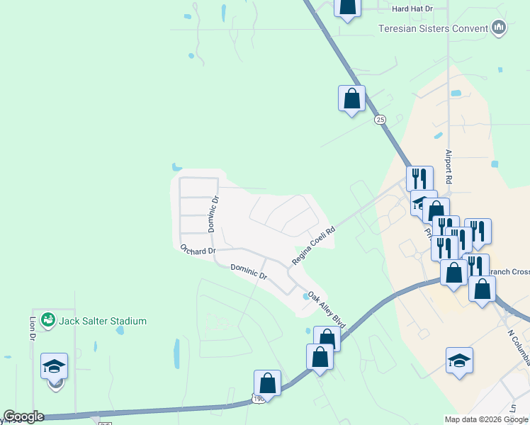 map of restaurants, bars, coffee shops, grocery stores, and more near 2496 Dixie Drive in Covington