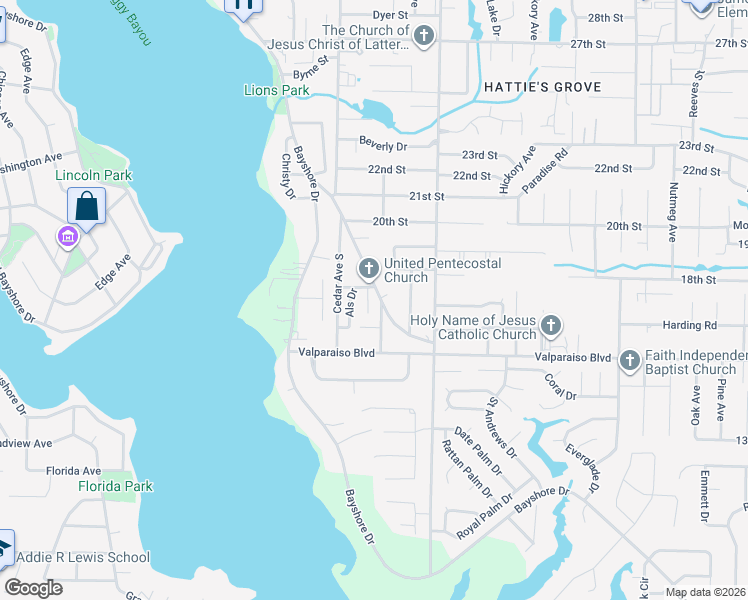 map of restaurants, bars, coffee shops, grocery stores, and more near 1309 Dogwood Avenue in Niceville