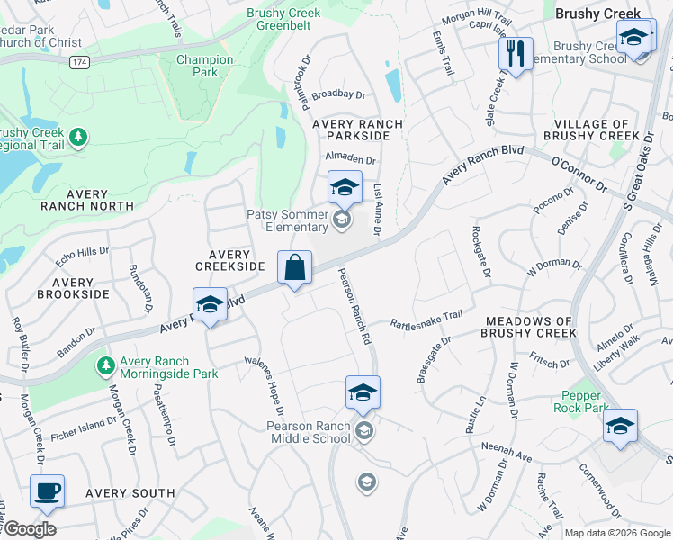 map of restaurants, bars, coffee shops, grocery stores, and more near 10215 Ida Grove Lane in Austin