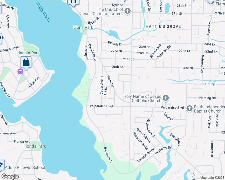 map of restaurants, bars, coffee shops, grocery stores, and more near 1305 Finck Road in Niceville