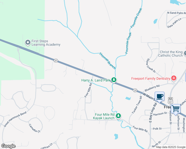 map of restaurants, bars, coffee shops, grocery stores, and more near 438-570 4 Mile Rd in Freeport