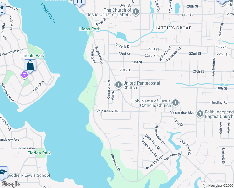 map of restaurants, bars, coffee shops, grocery stores, and more near 1309 Dogwood Avenue in Niceville