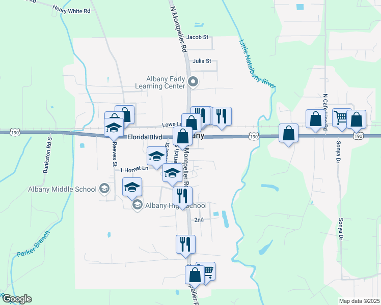 map of restaurants, bars, coffee shops, grocery stores, and more near 29872 South Montpelier Road in Albany