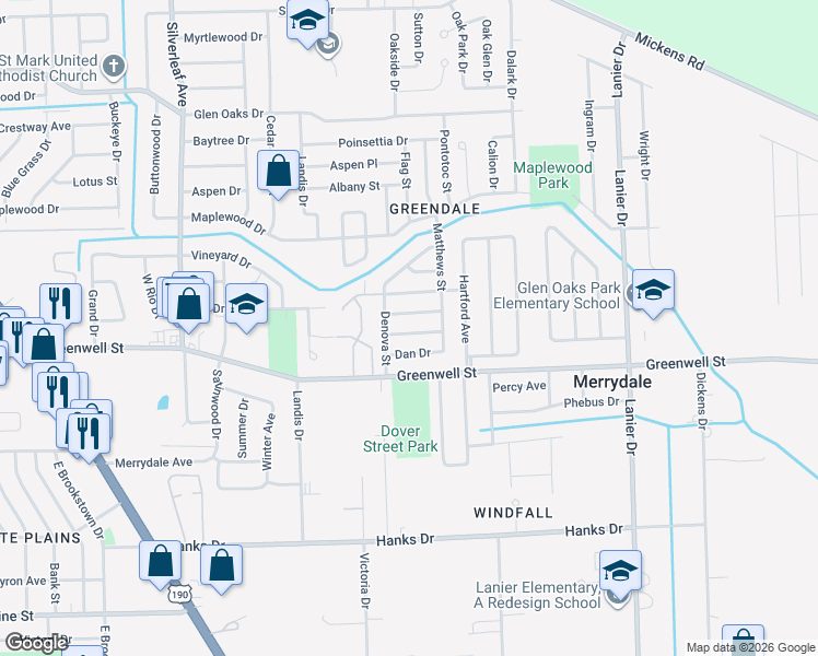 map of restaurants, bars, coffee shops, grocery stores, and more near 7405 Dan Drive in Baton Rouge