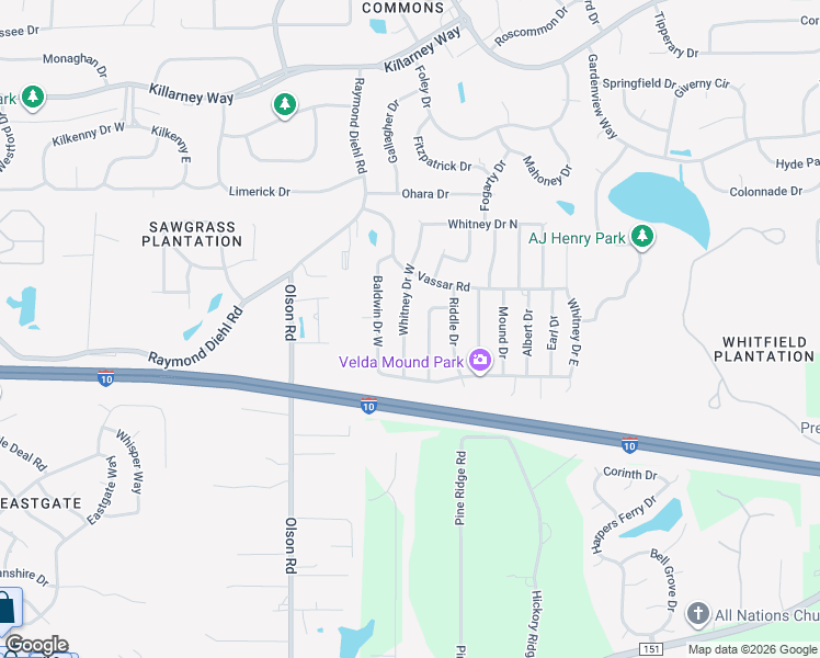 map of restaurants, bars, coffee shops, grocery stores, and more near 3229 Whitney Drive West in Tallahassee