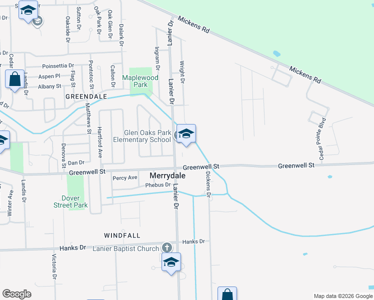 map of restaurants, bars, coffee shops, grocery stores, and more near 5656 Lanier Drive in Baton Rouge