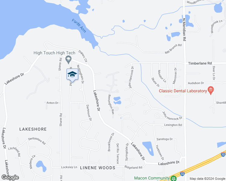 map of restaurants, bars, coffee shops, grocery stores, and more near 346 Hunters Crossing in Tallahassee
