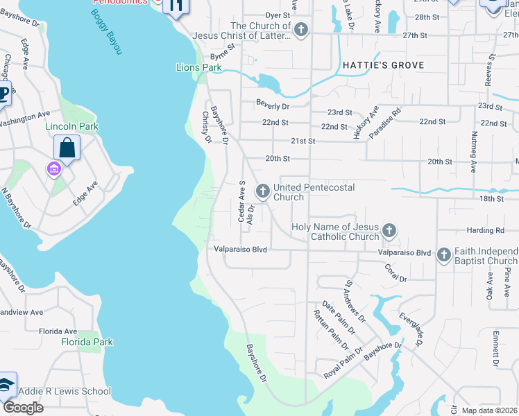 map of restaurants, bars, coffee shops, grocery stores, and more near 1212 Finck Road in Niceville