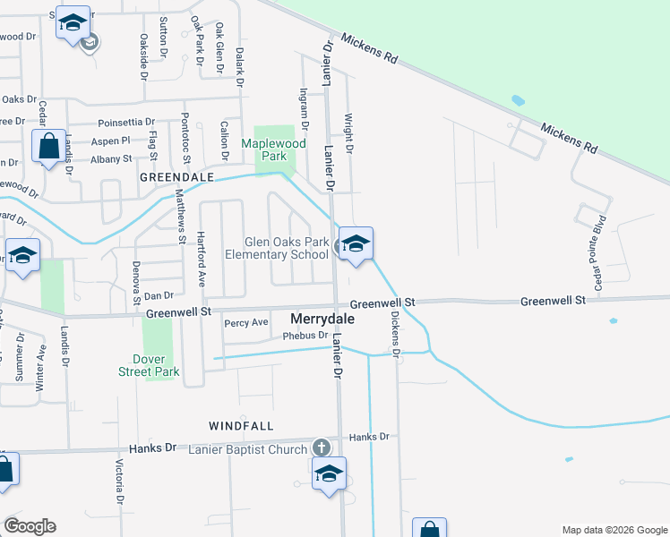 map of restaurants, bars, coffee shops, grocery stores, and more near 5656 Lanier Drive in Baton Rouge