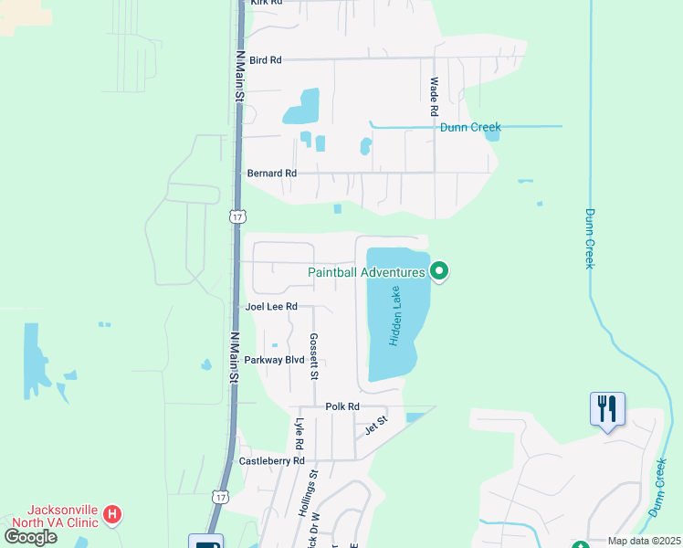 map of restaurants, bars, coffee shops, grocery stores, and more near 153 Lake Run Boulevard in Jacksonville