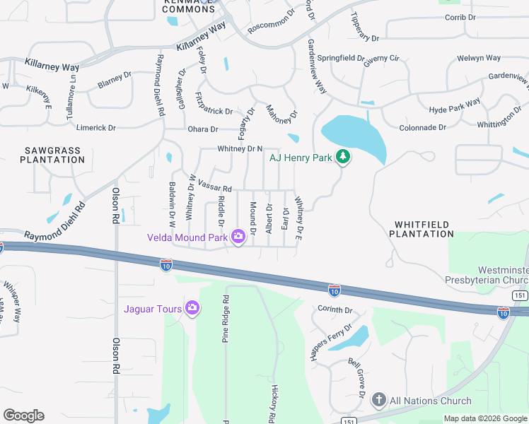map of restaurants, bars, coffee shops, grocery stores, and more near 3234 Albert Drive in Tallahassee