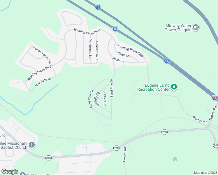map of restaurants, bars, coffee shops, grocery stores, and more near 40 Loblolly Circle in Midway
