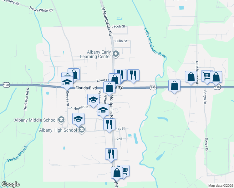 map of restaurants, bars, coffee shops, grocery stores, and more near in Albany