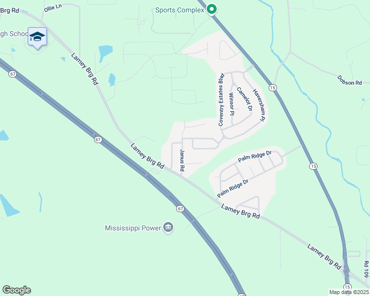 map of restaurants, bars, coffee shops, grocery stores, and more near 15142 Janus Road in Biloxi
