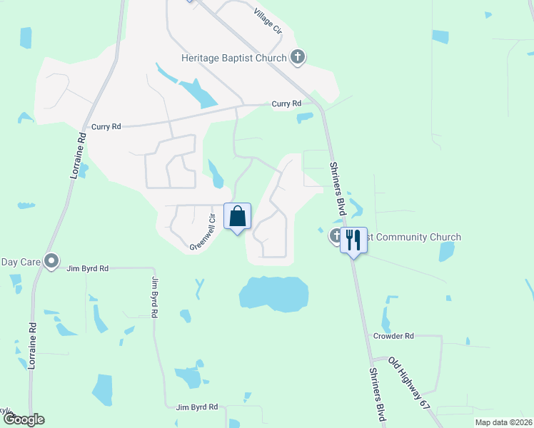 map of restaurants, bars, coffee shops, grocery stores, and more near 15100-15110 East Shadow Creek Drive in Biloxi