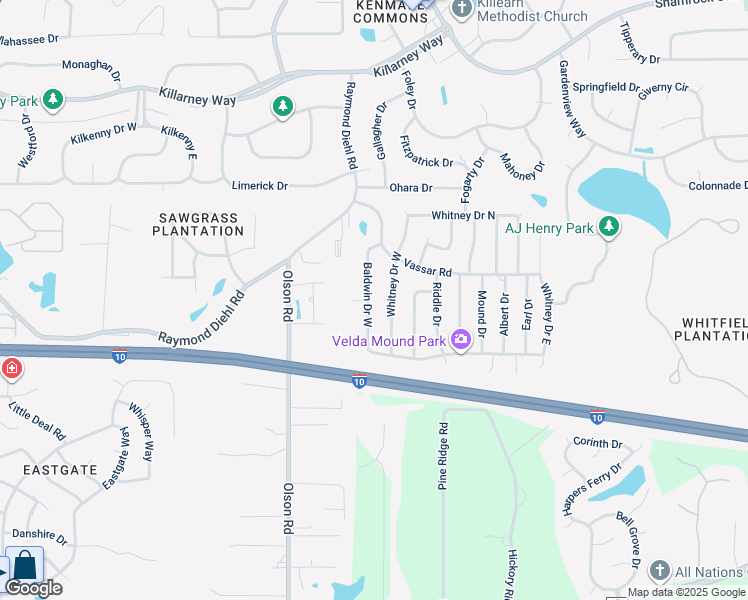 map of restaurants, bars, coffee shops, grocery stores, and more near 3241 Baldwin Drive South in Tallahassee