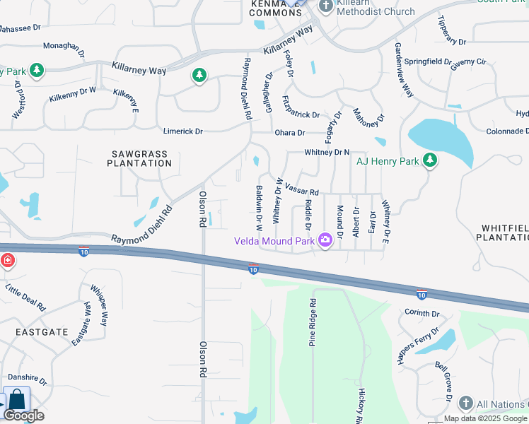map of restaurants, bars, coffee shops, grocery stores, and more near 3241 Baldwin Drive South in Tallahassee