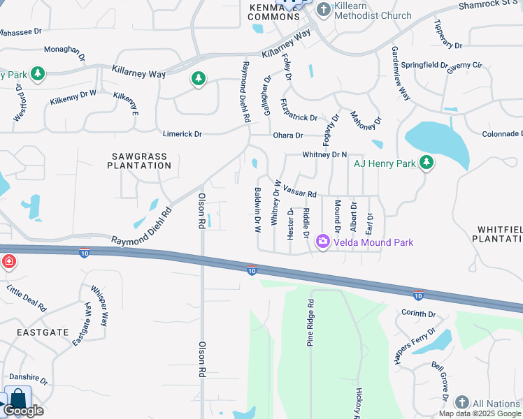 map of restaurants, bars, coffee shops, grocery stores, and more near 3237 Baldwin Drive West in Tallahassee