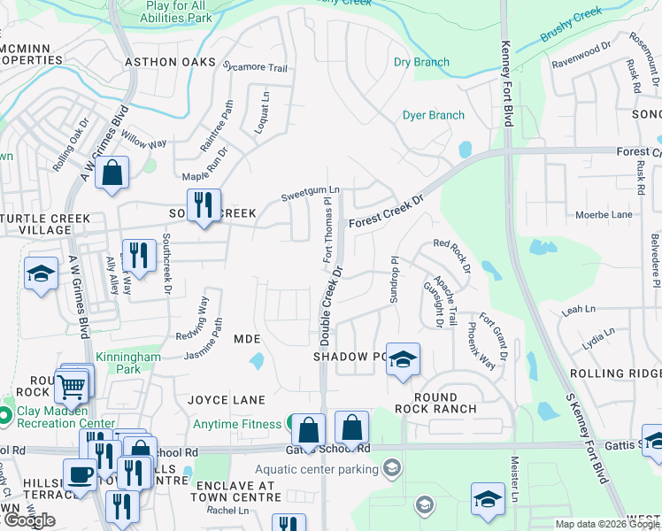 map of restaurants, bars, coffee shops, grocery stores, and more near 2000 Valerian Trail in Round Rock