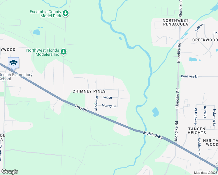 map of restaurants, bars, coffee shops, grocery stores, and more near 7400 Churchill Place in Pensacola