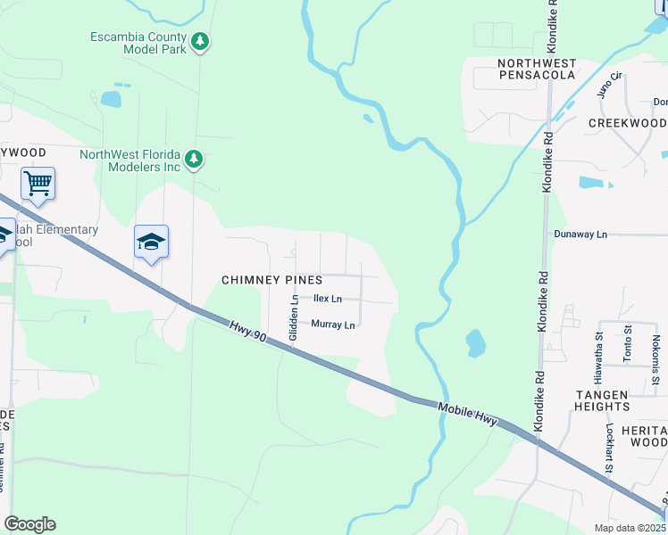 map of restaurants, bars, coffee shops, grocery stores, and more near 7400 Churchill Place in Pensacola
