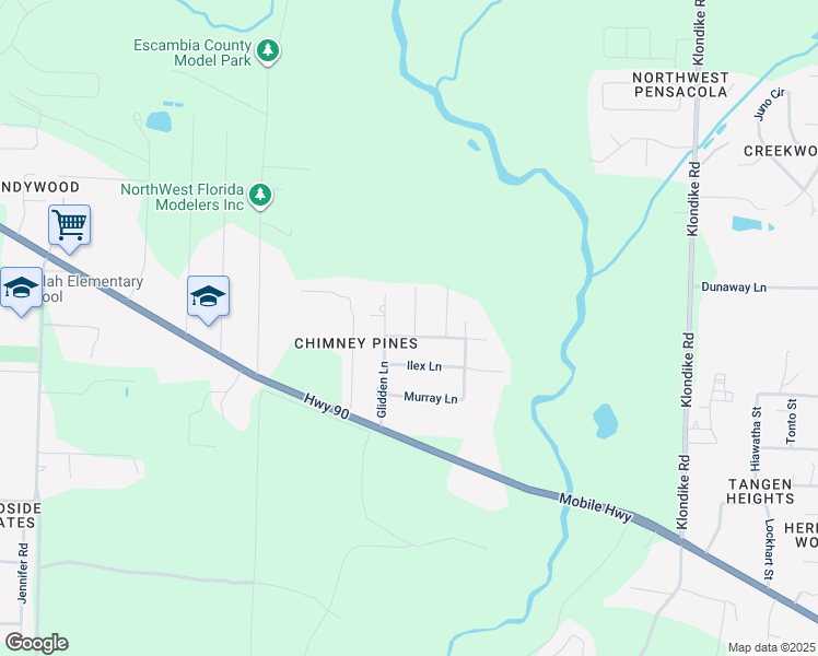 map of restaurants, bars, coffee shops, grocery stores, and more near 5416 Stratton Place in Pensacola