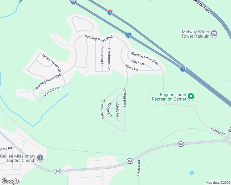 map of restaurants, bars, coffee shops, grocery stores, and more near 111 Sand Pine Circle in Midway