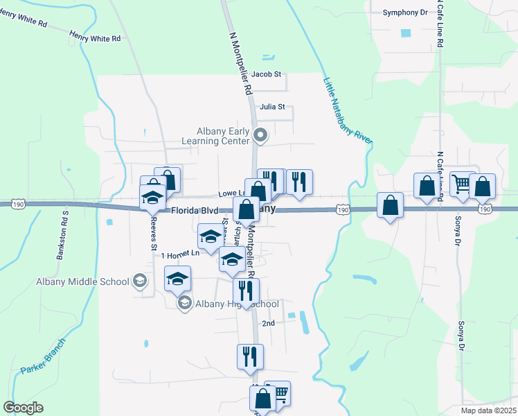 map of restaurants, bars, coffee shops, grocery stores, and more near in Albany