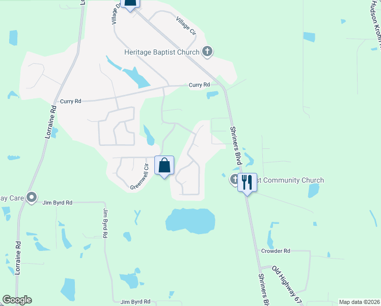 map of restaurants, bars, coffee shops, grocery stores, and more near 15110 East Shadow Creek Drive in Biloxi