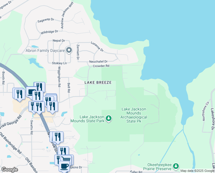 map of restaurants, bars, coffee shops, grocery stores, and more near 2737 Crowder Loop in Tallahassee