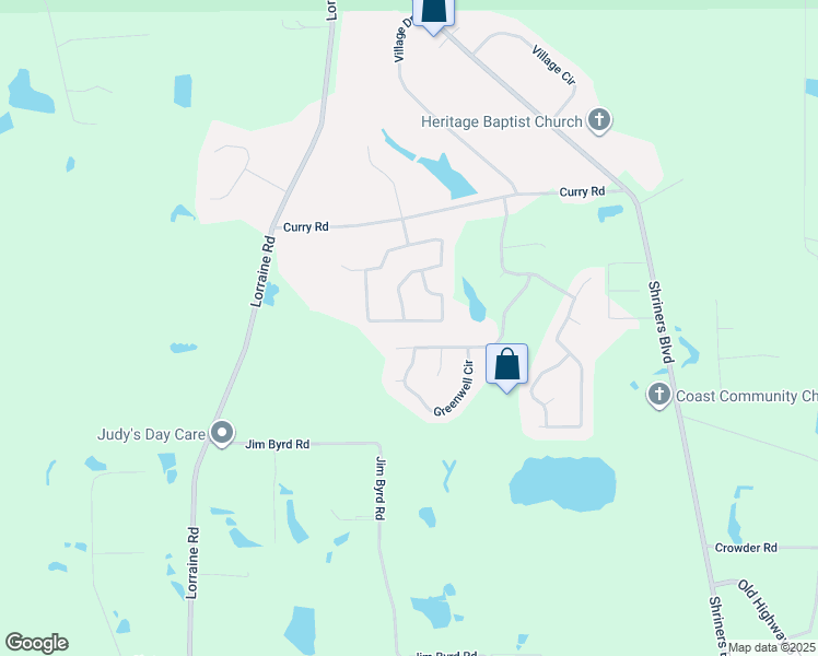 map of restaurants, bars, coffee shops, grocery stores, and more near 15107 Cedar Springs Drive in Biloxi