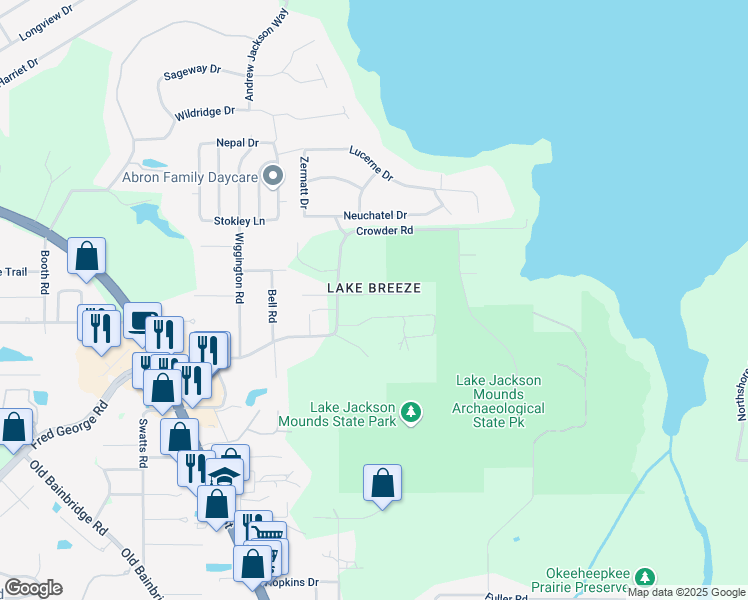 map of restaurants, bars, coffee shops, grocery stores, and more near 2758 Crowder Loop in Tallahassee
