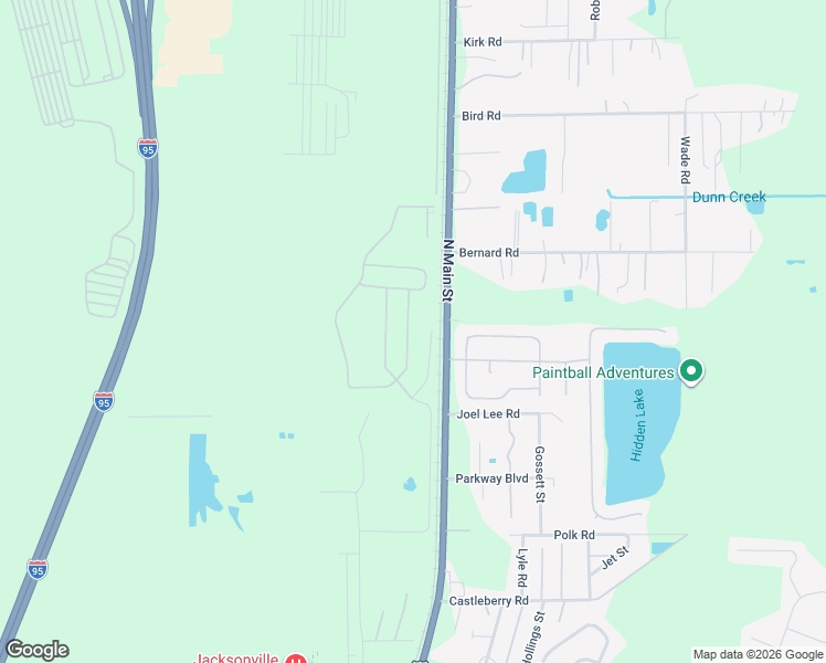 map of restaurants, bars, coffee shops, grocery stores, and more near 14734-14810 Main Street North in Jacksonville