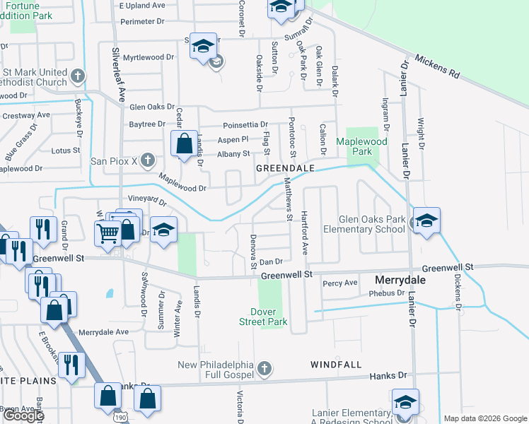 map of restaurants, bars, coffee shops, grocery stores, and more near 5872 Denova Street in Baton Rouge