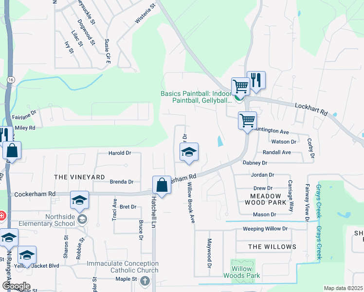 map of restaurants, bars, coffee shops, grocery stores, and more near 30651 Baker Drive in Denham Springs