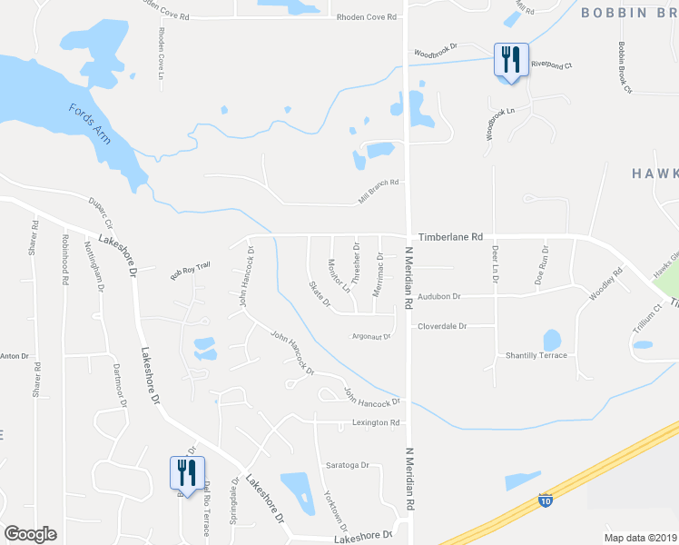 map of restaurants, bars, coffee shops, grocery stores, and more near 3425 Monitor Lane in Tallahassee