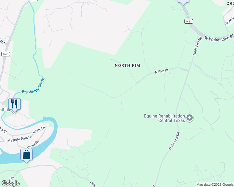 map of restaurants, bars, coffee shops, grocery stores, and more near 17804 North Rim Drive in Leander