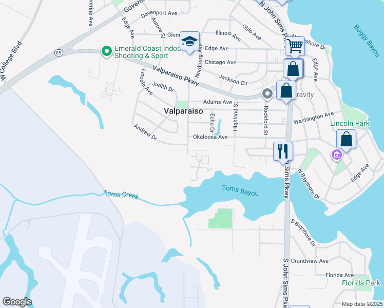 map of restaurants, bars, coffee shops, grocery stores, and more near 86 Hidden Cove Court in Valparaiso